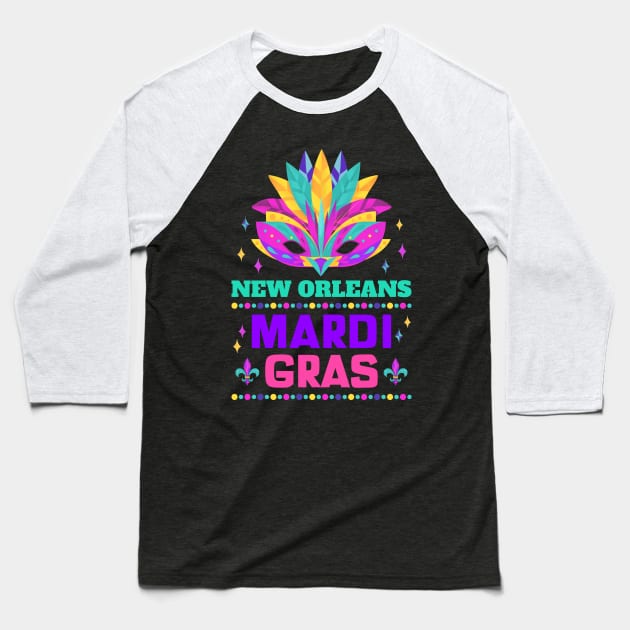 New Orleans Carnival Beads And Blings Party 2022 Mardi Gras Baseball T-Shirt by jodotodesign